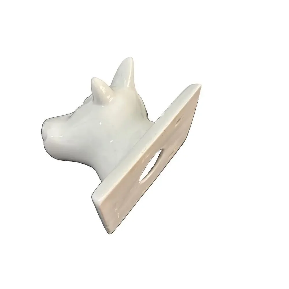 Vtg Ceramic Cow Bull Head Wall Mounted Dishcloth Hanger Farmhouse Decor 3.5x4.5”
